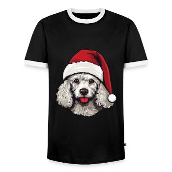 Pudel Hund Kopf Weihnachten Christmas - Männer Kontrast-T-Shirt - Schwarz/Weiß - Vorne - AI Model Female 172 light (172cm) & AI Model Male 178 light (178cm)
