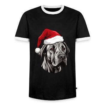 Great Dane Dog Christmas Head - Men's Ringer Shirt - black/white - Front - AI Model Female 172 light (172cm) & AI Model Male 178 light (178cm)
