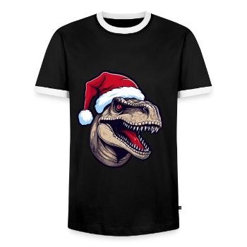 Dinosaurier Weihnachten Tier Kopf - Männer Kontrast-T-Shirt - Schwarz/Weiß - Vorne - AI Model Female 172 light (172cm) & AI Model Male 178 light (178cm)