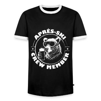 Bear Après Ski Team Saying - Men's Ringer Shirt - black/white - Front - AI Model Female 172 light (172cm) & AI Model Male 178 light (178cm)