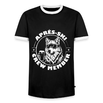 Dicton de l’équipe d’après-ski Wolf - T-shirt contrasté Homme - noir/blanc - Devant - AI Model Female 172 light (172cm) & AI Model Male 178 light (178cm)