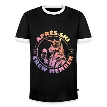 L’équipe d’après-ski licorne dit colorée - T-shirt contrasté Homme - noir/blanc - Devant - AI Model Female 172 light (172cm) & AI Model Male 178 light (178cm)