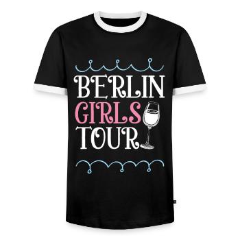 Berlin Girls Tour Heart - Men's Ringer Shirt - black/white - Front - AI Model Female 172 light (172cm) & AI Model Male 178 light (178cm)