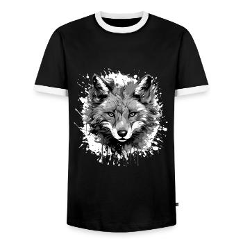 Tête de renard Portrait Animal - T-shirt contrasté Homme - noir/blanc - Devant - AI Model Female 172 light (172cm) & AI Model Male 178 light (178cm)