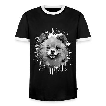Pomeranian Dog Head Portrait Animal - Men's Ringer Shirt - black/white - Front - AI Model Female 172 light (172cm) & AI Model Male 178 light (178cm)