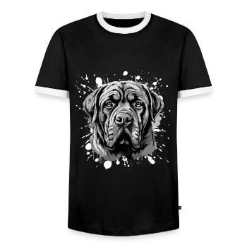 Mastiff Dog Head Portrait Animal - Men's Ringer Shirt - black/white - Front - AI Model Female 172 light (172cm) & AI Model Male 178 light (178cm)