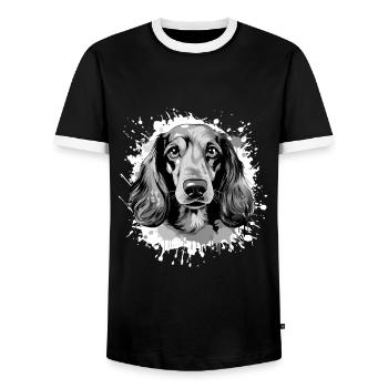 Teckel Tête De Chien Portrait Teckel - T-shirt contrasté Homme - noir/blanc - Devant - AI Model Female 172 light (172cm) & AI Model Male 178 light (178cm)