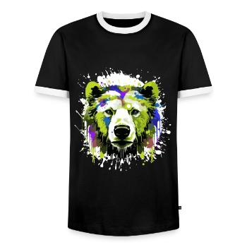 Polar Bear Head Portrait Animal Polar Bear Colorful - Men's Ringer Shirt - black/white - Front - AI Model Female 172 light (172cm) & AI Model Male 178 light (178cm)