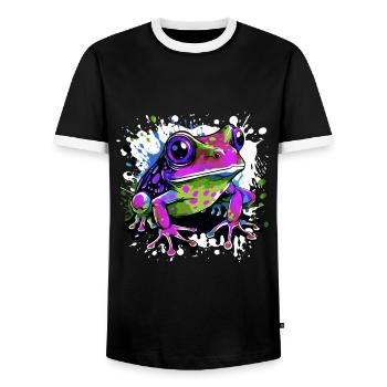 Frosch Bunt - Männer Kontrast-T-Shirt - Schwarz/Weiß - Vorne - AI Model Female 172 light (172cm) & AI Model Male 178 light (178cm)