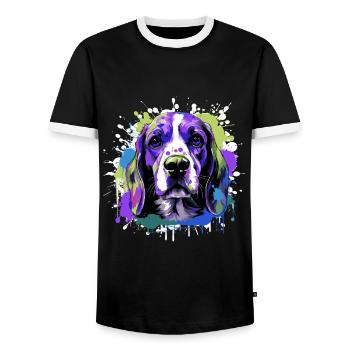 Beagle Dog Head Portrait Colorful - Men's Ringer Shirt - black/white - Front - AI Model Female 172 light (172cm) & AI Model Male 178 light (178cm)