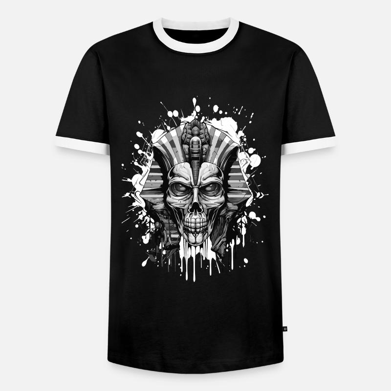 Pharaoh Skull Skeleton - Men's Ringer Shirt - black/white