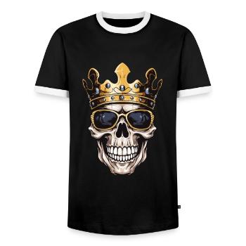 Skull King Crown - Men's Ringer Shirt - black/white - Front - AI Model Female 172 light (172cm) & AI Model Male 178 light (178cm)