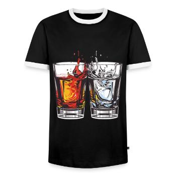 Verre à tequila - T-shirt contrasté Homme - noir/blanc - Devant - AI Model Female 172 light (172cm) & AI Model Male 178 light (178cm)