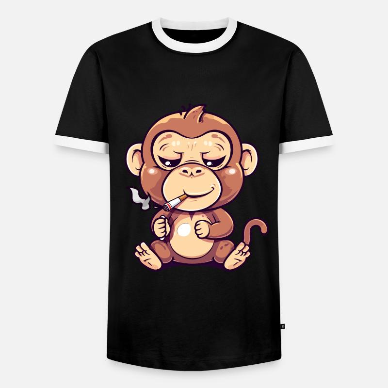 Affe Raucher Smoke Joint - Männer Kontrast-T-Shirt - Schwarz/Weiß