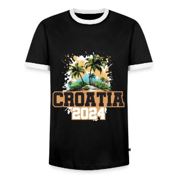 Croatia 2024 Travel Holidays - Men's Ringer Shirt - black/white - Front - AI Model Female 172 light (172cm) & AI Model Male 178 light (178cm)