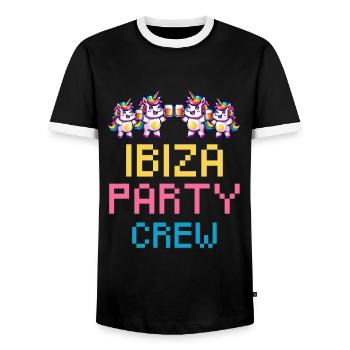 Einhorn Ibiza Party Crew Lustig - Männer Kontrast-T-Shirt - Schwarz/Weiß - Vorne - AI Model Female 172 light (172cm) & AI Model Male 178 light (178cm)