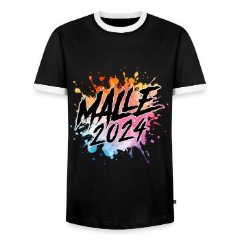 Malle 2024 Bunt - Männer Kontrast-T-Shirt - Schwarz/Weiß - Vorne - AI Model Female 172 light (172cm) & AI Model Male 178 light (178cm)