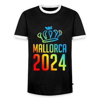 Mallorca 2024 Bunt - Männer Kontrast-T-Shirt - Schwarz/Weiß - Vorne - AI Model Female 172 light (172cm) & AI Model Male 178 light (178cm)