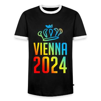 Vienna 2024 Vienna Colorful - Men's Ringer Shirt - black/white - Front - AI Model Female 172 light (172cm) & AI Model Male 178 light (178cm)