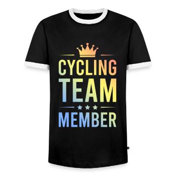 Cycling Team Colorful - Men's Ringer Shirt - black/white - Front - AI Model Female 172 light (172cm) & AI Model Male 178 light (178cm)