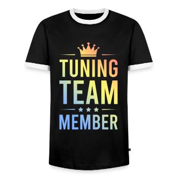 Tuning Team Bunt - Men's Ringer Shirt - black/white - Front - AI Model Female 172 light (172cm) & AI Model Male 178 light (178cm)