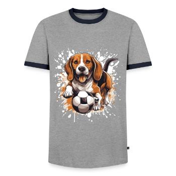 Équipe sportive de football Beagle Dog - T-shirt contrasté Homme - gris/marine  - Devant - AI Model Female 172 light (172cm) & AI Model Male 178 light (178cm)