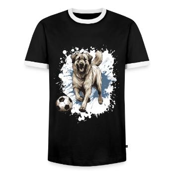 Kangal Dog Soccer Sports Team - Men's Ringer Shirt - black/white - Front - AI Model Female 172 light (172cm) & AI Model Male 178 light (178cm)
