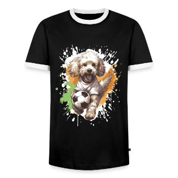 Poodle Dog Soccer Sports Team - Men's Ringer Shirt - black/white - Front - AI Model Female 172 light (172cm) & AI Model Male 178 light (178cm)