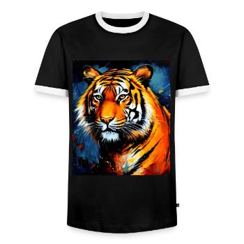 Tiger Portrait - Männer Kontrast-T-Shirt - Schwarz/Weiß - Vorne - AI Model Female 172 light (172cm) & AI Model Male 178 light (178cm)