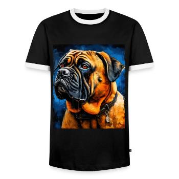 Mastiff Hund Portrait - Männer Kontrast-T-Shirt - Schwarz/Weiß - Vorne - AI Model Female 172 light (172cm) & AI Model Male 178 light (178cm)