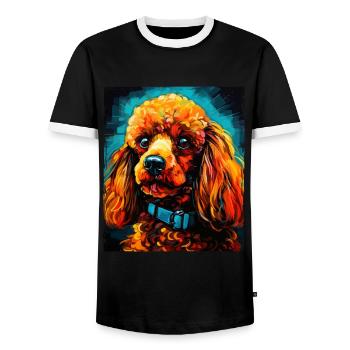 Portrait de chien caniche - T-shirt contrasté Homme - noir/blanc - Devant - AI Model Female 172 light (172cm) & AI Model Male 178 light (178cm)