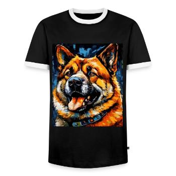 Akita Hund Portrait - Männer Kontrast-T-Shirt - Schwarz/Weiß - Vorne - AI Model Female 172 light (172cm) & AI Model Male 178 light (178cm)