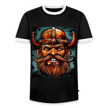 Wikinger Krieger Valhalla Odin - Männer Kontrast-T-Shirt - Schwarz/Weiß - Vorne - AI Model Female 172 light (172cm) & AI Model Male 178 light (178cm)