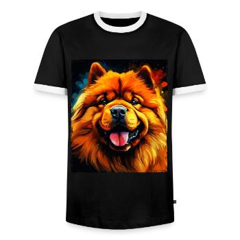Chow Chow Hund Portrait - Männer Kontrast-T-Shirt - Schwarz/Weiß - Vorne - AI Model Female 172 light (172cm) & AI Model Male 178 light (178cm)