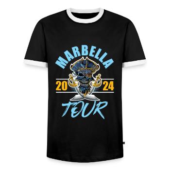 Marbella 2024 Skeleton - Men's Ringer Shirt - black/white - Front - AI Model Female 172 light (172cm) & AI Model Male 178 light (178cm)
