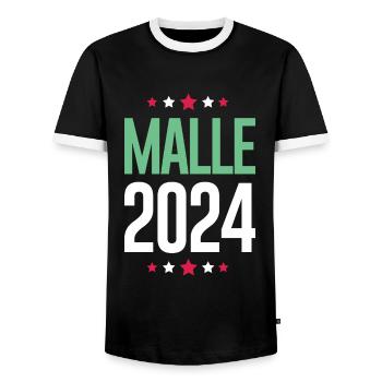 Malle 2024 Urlaub - Männer Kontrast-T-Shirt - Schwarz/Weiß - Vorne - AI Model Female 172 light (172cm) & AI Model Male 178 light (178cm)