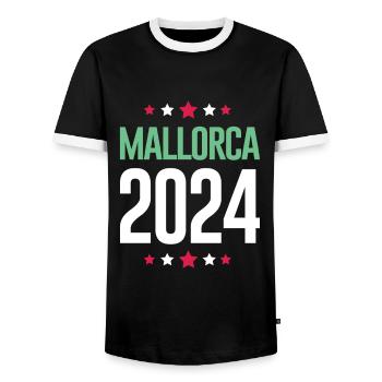 Mallorca 2024 Holidays - Men's Ringer Shirt - black/white - Front - AI Model Female 172 light (172cm) & AI Model Male 178 light (178cm)