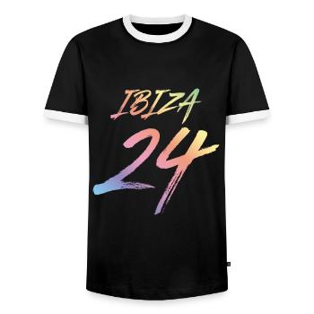 Vacances Ibiza 24 2024 Coloré - T-shirt contrasté Homme - noir/blanc - Devant - AI Model Female 172 light (172cm) & AI Model Male 178 light (178cm)