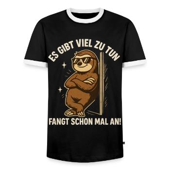 Il y a beaucoup à faire Dictons amusants de paresseux - T-shirt contrasté Homme - noir/blanc - Devant - AI Model Female 172 light (172cm) & AI Model Male 178 light (178cm)