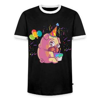 Chemise de chien cadeau d'anniversaire animal préféré - T-shirt contrasté Homme - noir/blanc - Devant - AI Model Female 172 light (172cm) & AI Model Male 178 light (178cm)