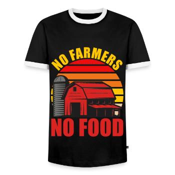 T-shirt de cadeau de fermier sans fermier sans nourriture - T-shirt contrasté Homme - noir/blanc - Devant - AI Model Female 172 light (172cm) & AI Model Male 178 light (178cm)