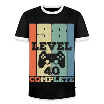 Niveau 40 Complete 1981 Anniversaire T-shirt cadeau - T-shirt contrasté Homme - noir/blanc - Devant - AI Model Female 172 light (172cm) & AI Model Male 178 light (178cm)