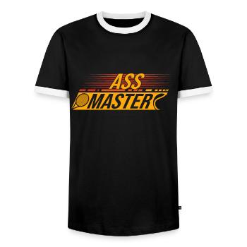Tennis Art Ass Master Racket Sport Gift Idea - Men's Ringer Shirt - black/white - Front - AI Model Female 172 light (172cm) & AI Model Male 178 light (178cm)