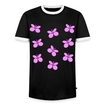 Butterflies - Men's Ringer Shirt - black/white - Front - AI Model Female 172 light (172cm) & AI Model Male 178 light (178cm)