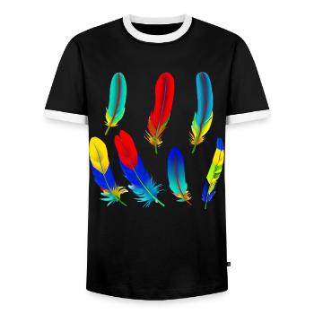 Plumes de perroquet - T-shirt contrasté Homme - noir/blanc - Devant - AI Model Female 172 light (172cm) & AI Model Male 178 light (178cm)