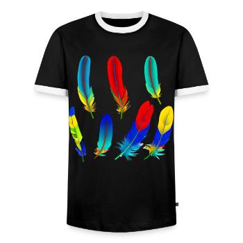 Plumes de perroquet - T-shirt contrasté Homme - noir/blanc - Devant - AI Model Female 172 light (172cm) & AI Model Male 178 light (178cm)
