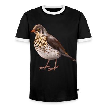 Grive oiseau - T-shirt contrasté Homme - noir/blanc - Devant - AI Model Female 172 light (172cm) & AI Model Male 178 light (178cm)