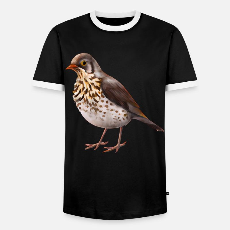 Drossel Vogel - Männer Kontrast-T-Shirt - Schwarz/Weiß