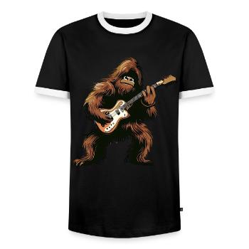 Bigfoot joue de la guitare - T-shirt contrasté Homme - noir/blanc - Devant - AI Model Female 172 light (172cm) & AI Model Male 178 light (178cm)