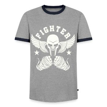 MMA FIGHTER - T-shirt contrasté Homme - gris/marine  - Devant - AI Model Female 172 light (172cm) & AI Model Male 178 light (178cm)